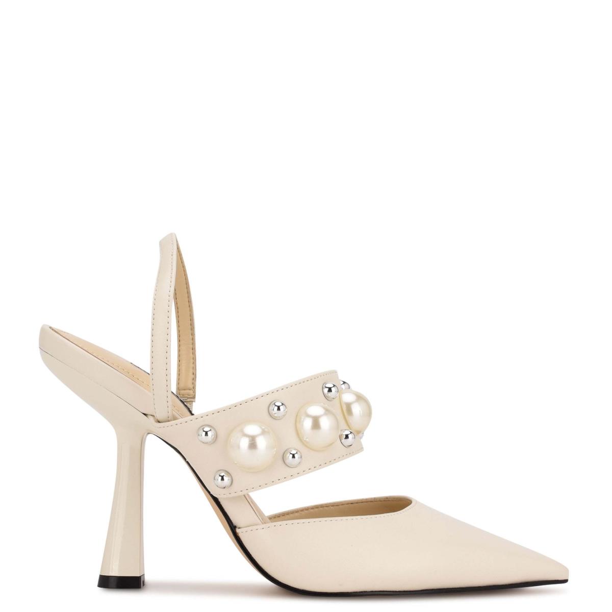 Escarpins Nine West Debut Robe Slingback Femme Blanche | 7481RIWOM