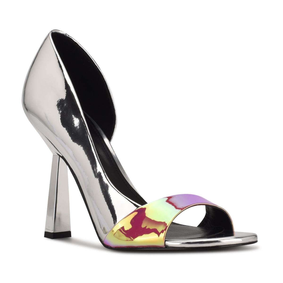 Escarpins Nine West Saidso Open Embout Femme Argent Multicolore | 3057GKQET