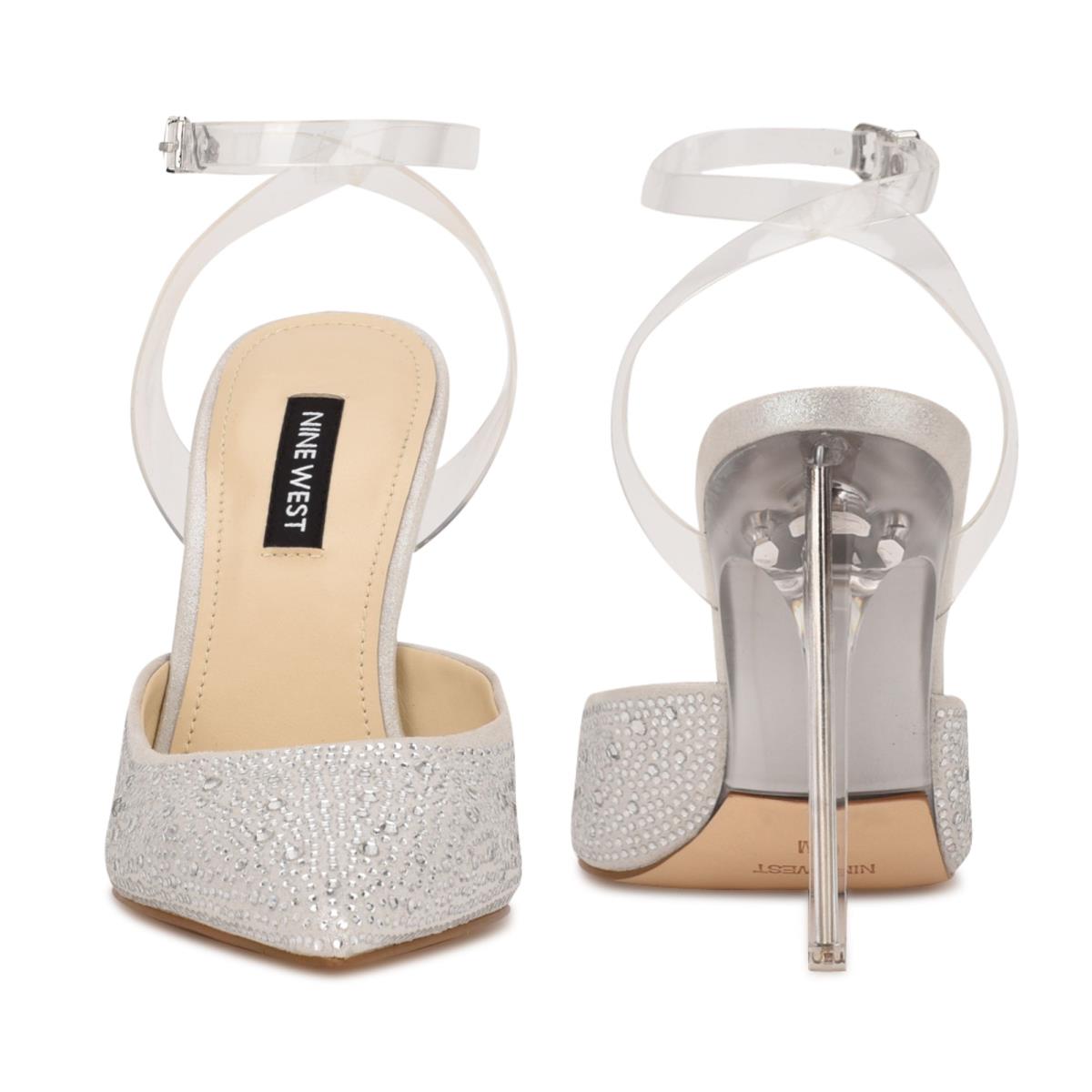 Escarpins Nine West Sparkel Ankle Brides Femme Blanche | 9480VJNOD