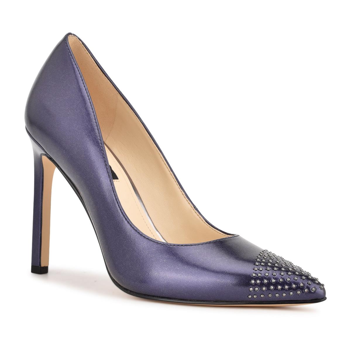 Escarpins Nine West Tadaa Studded Pointy Embout Femme Bleu Marine | 4185JOYNH