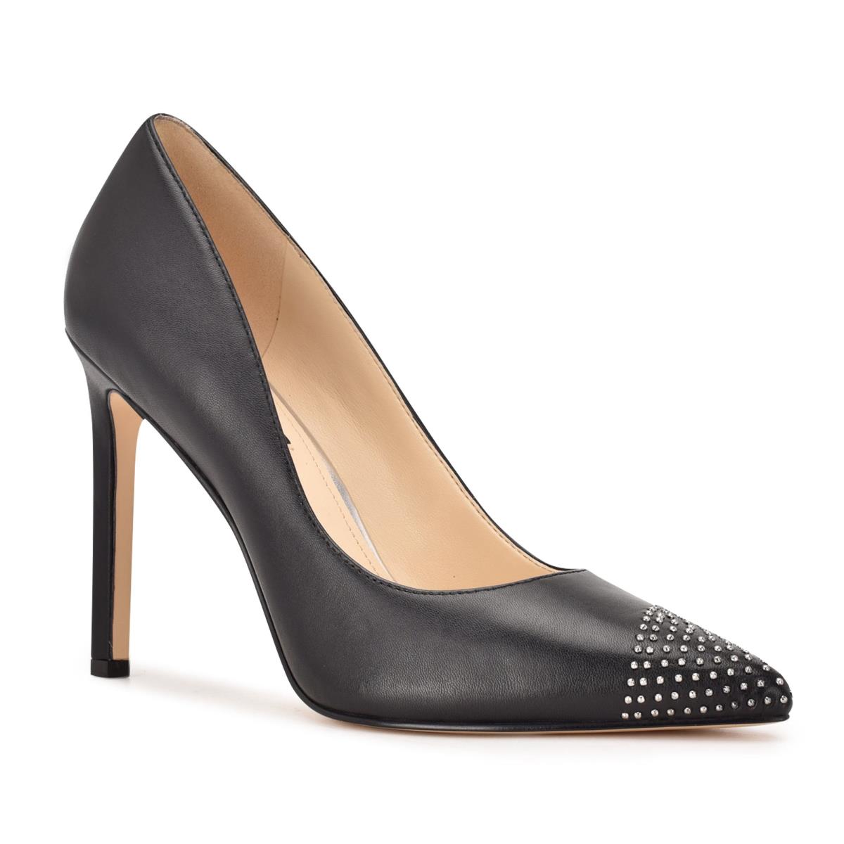 Escarpins Nine West Tadaa Studded Pointy Embout Femme Noir | 7163FKRPX