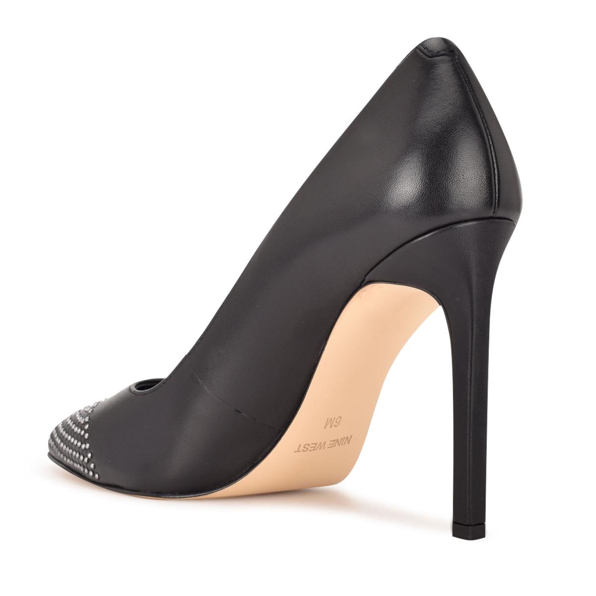 Escarpins Nine West Tadaa Studded Pointy Embout Femme Noir | 7163FKRPX