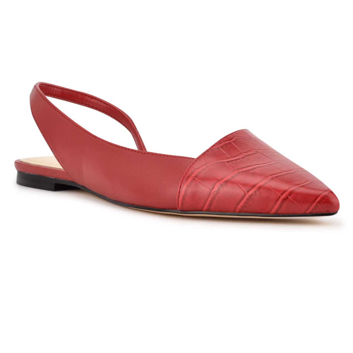 Flats Nine West Beads Slingback Pointy Embout Femme Rouge Rouge | 1860IAWEB