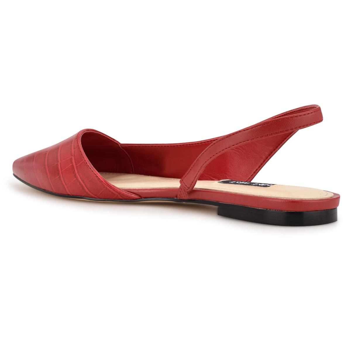 Flats Nine West Beads Slingback Pointy Embout Femme Rouge Rouge | 1860IAWEB