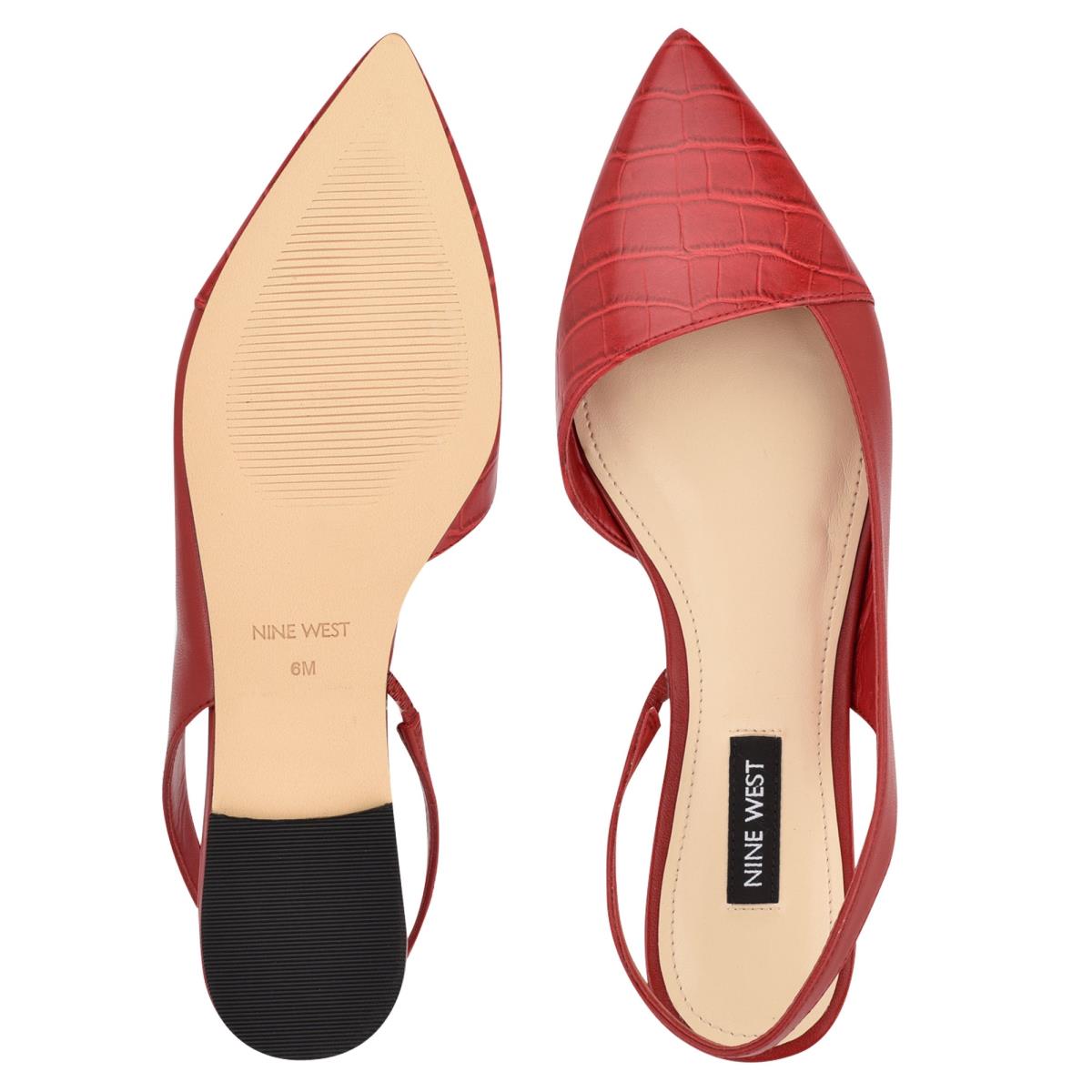 Flats Nine West Beads Slingback Pointy Embout Femme Rouge Rouge | 1860IAWEB