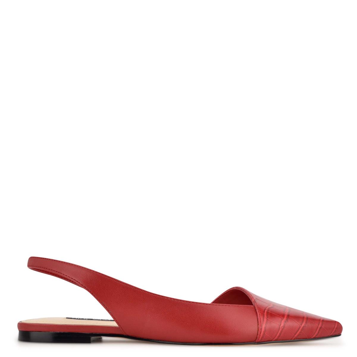 Flats Nine West Beads Slingback Pointy Embout Femme Rouge Rouge | 1860IAWEB