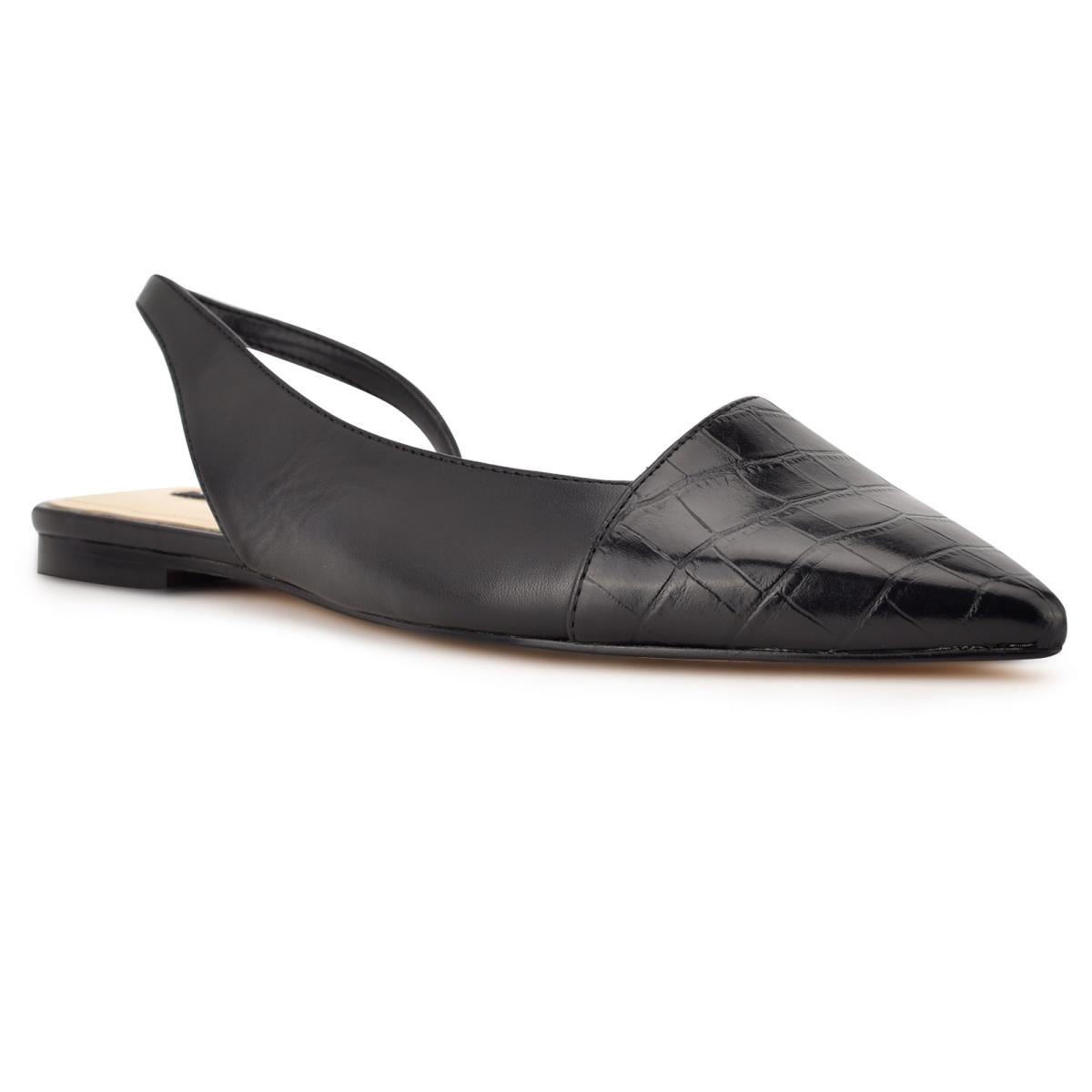 Flats Nine West Beads Slingback Pointy Embout Femme Noir Noir | 3867AFCBD