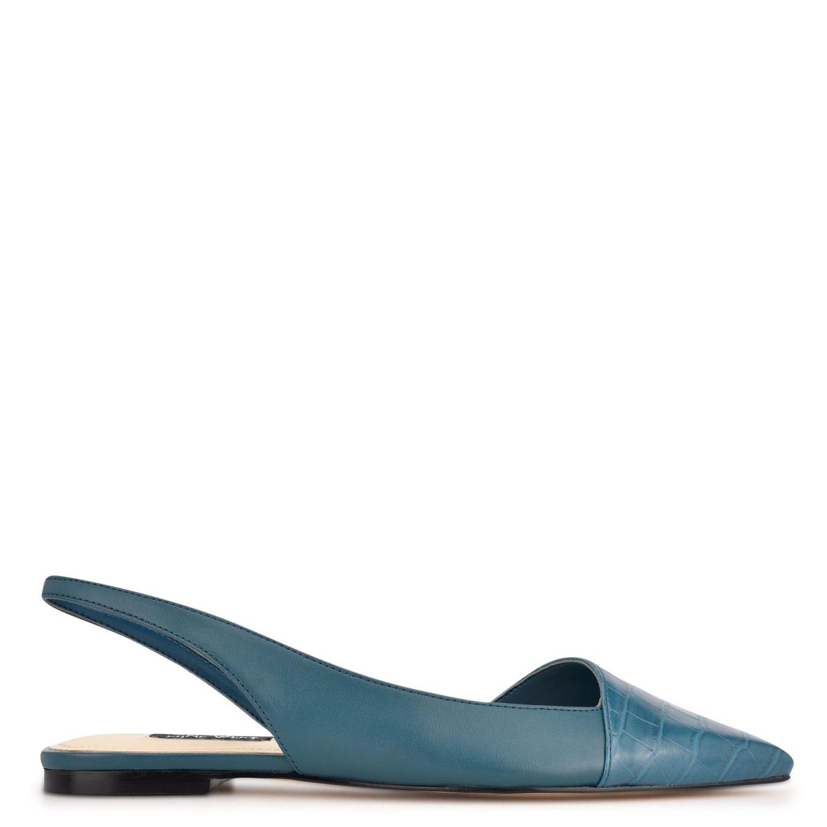 Flats Nine West Beads Slingback Pointy Embout Femme Turquoise Turquoise | 8159OQLTX