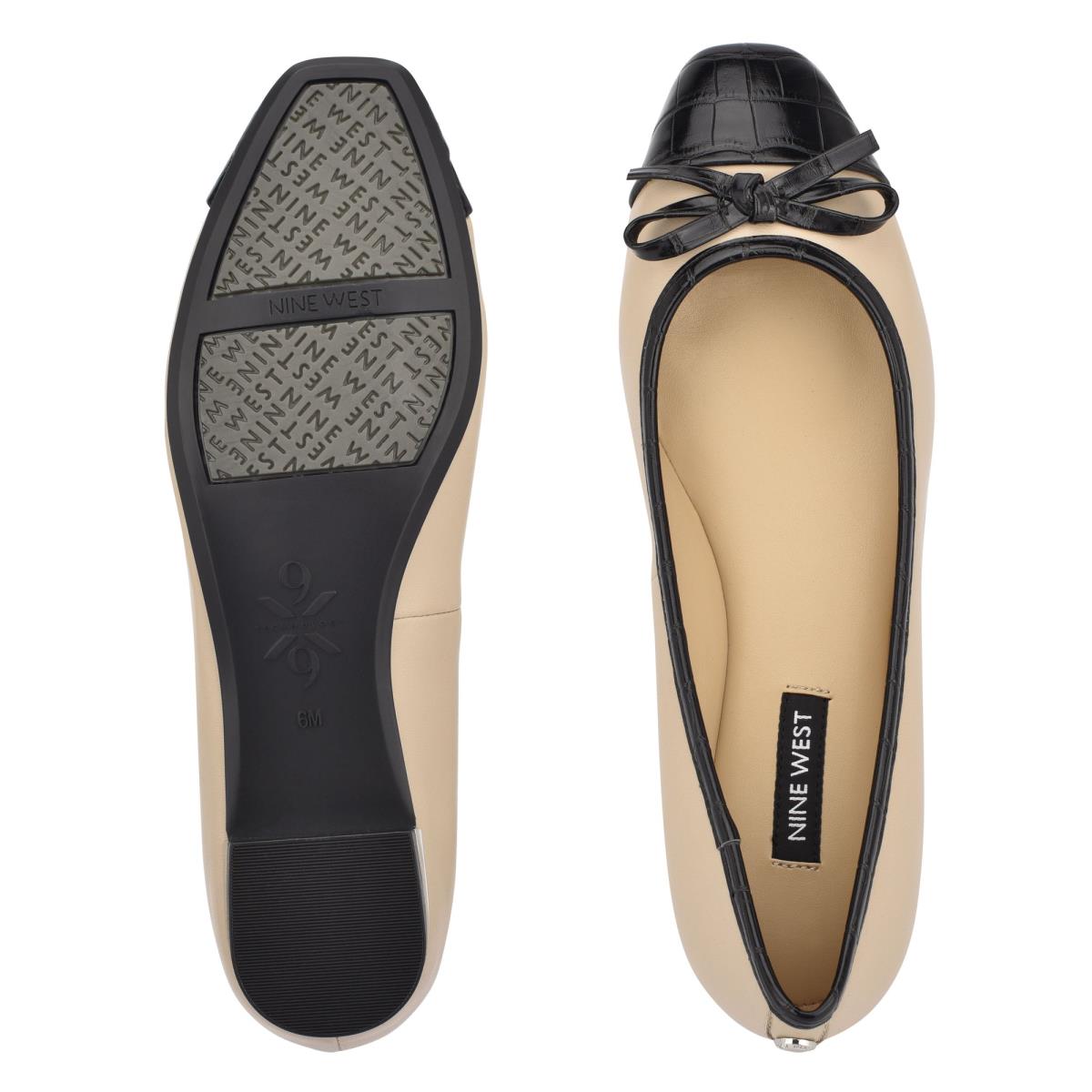 Flats Nine West Olly 9x9 Ballet Femme Beige Noir | 2879NOCRY