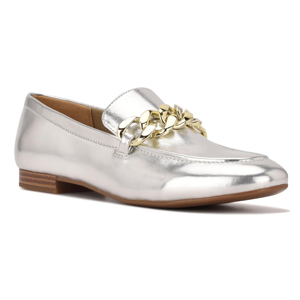 Loafers Nine West Chain Slip-On Femme Argent | 9714ZROMG