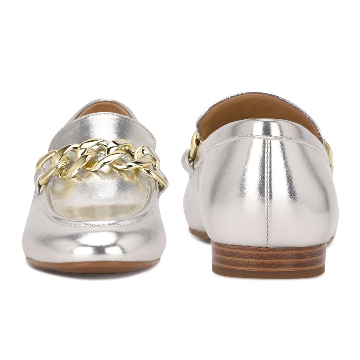 Loafers Nine West Chain Slip-On Femme Argent | 9714ZROMG