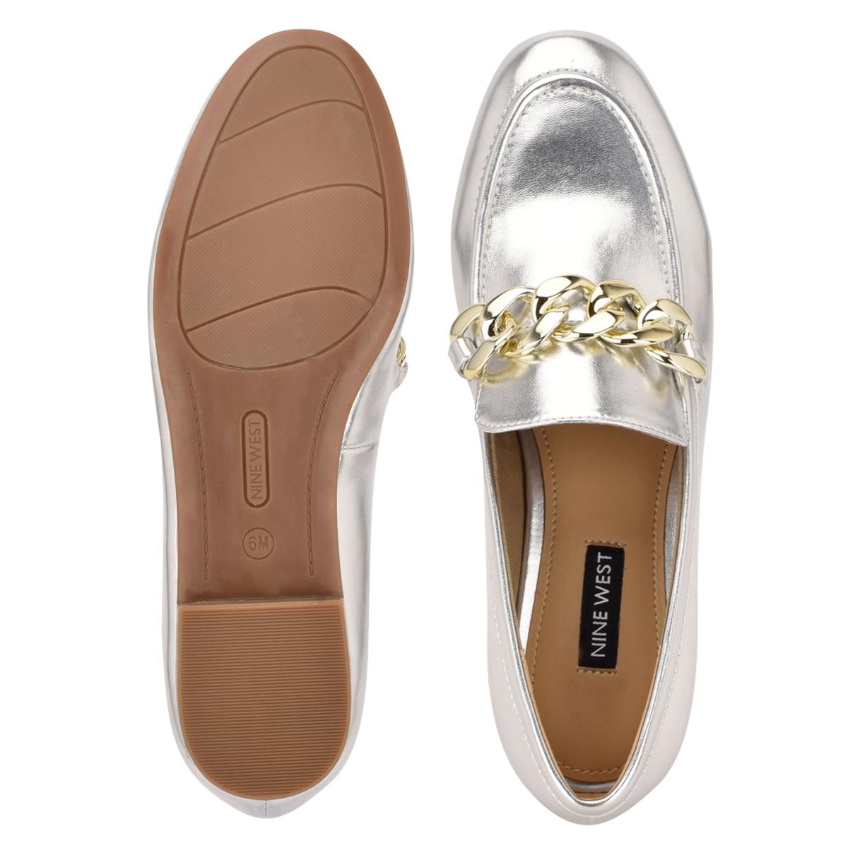 Loafers Nine West Chain Slip-On Femme Argent | 9714ZROMG