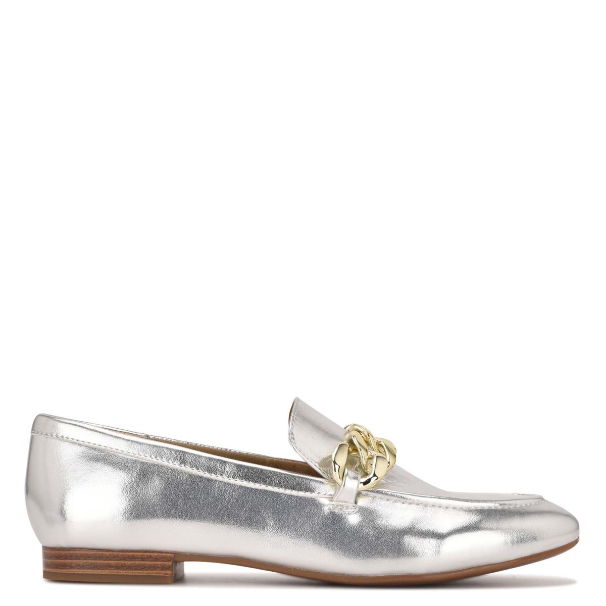 Loafers Nine West Chain Slip-On Femme Argent | 9714ZROMG