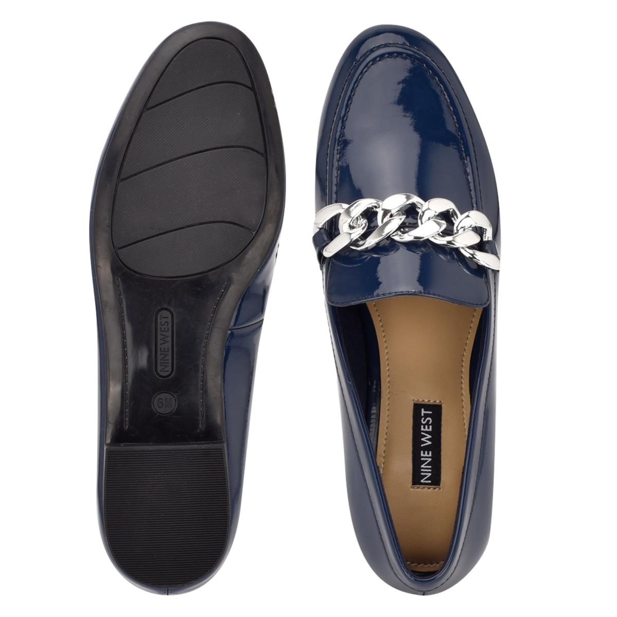 Loafers Nine West Chain Slip-On Femme Bleu | 7160BILMO