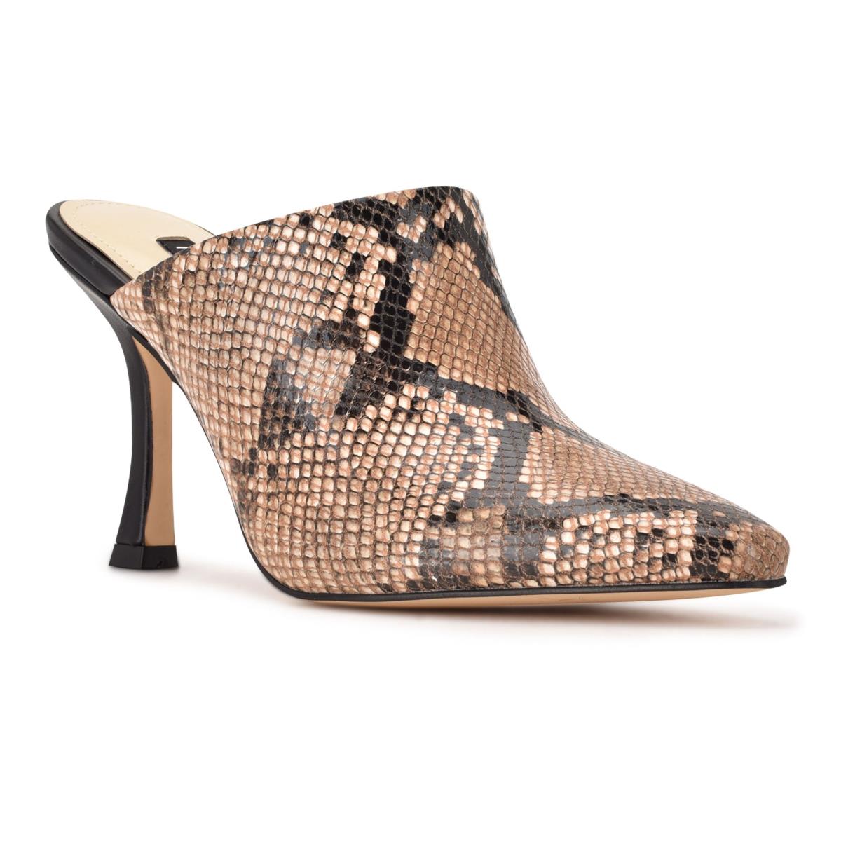 Mules Nine West Ciao Heel Femme Beige Serpent | 5413XJSHI