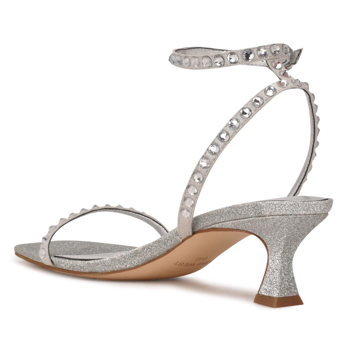 Sandales Habillées Nine West Giena Ankle Brides Femme Argent | 0852EDIKG