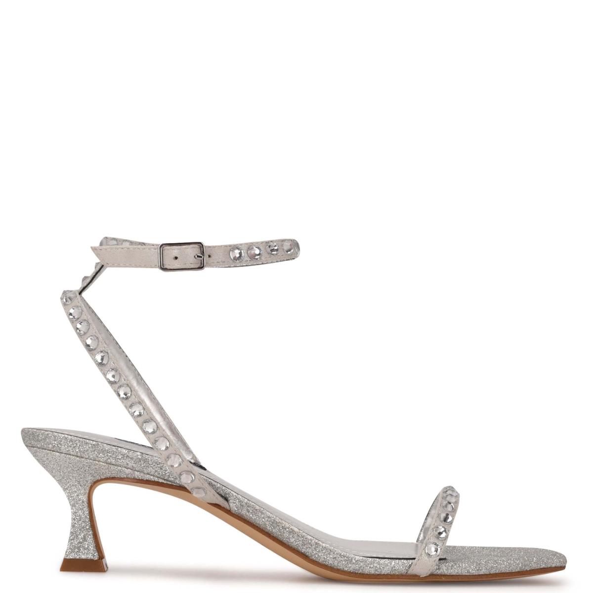 Sandales Habillées Nine West Giena Ankle Brides Femme Argent | 0852EDIKG