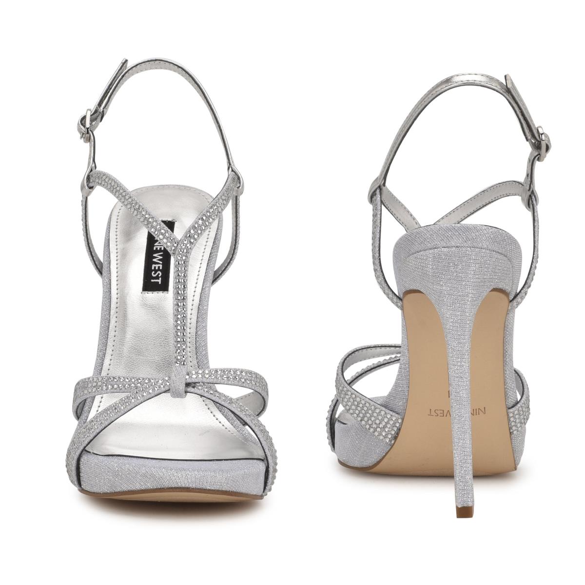 Sandales Habillées Nine West Ulliy Talons Femme Argent | 9137ETVCD