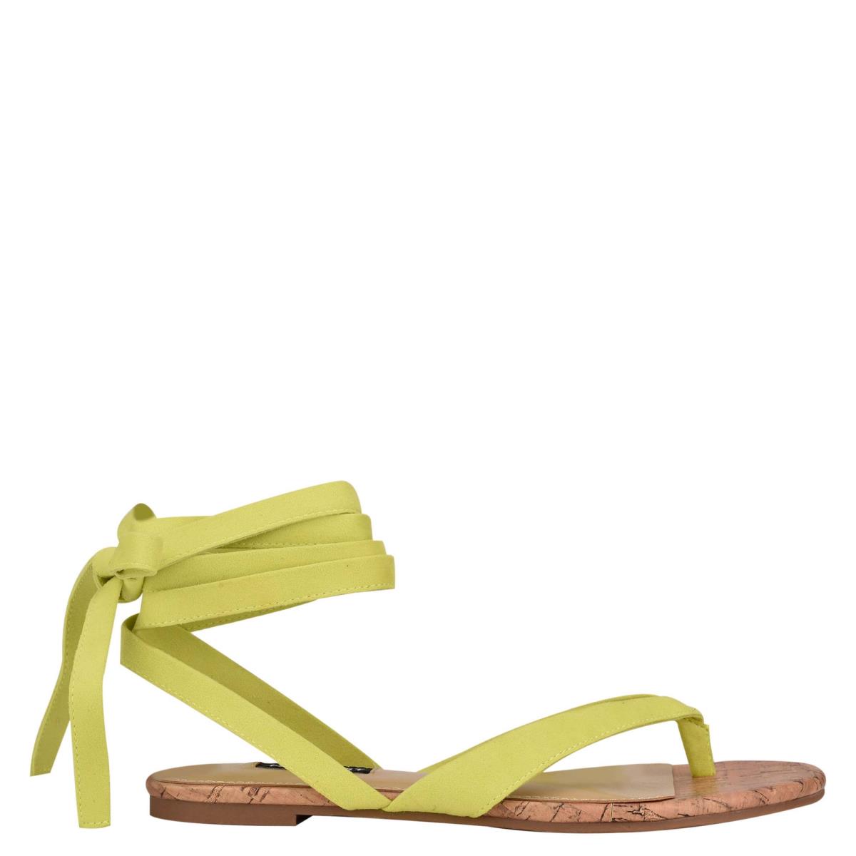 Sandales Plates Nine West Tiedup Ankle Wrap Femme Vert Clair | 4678XCAQZ