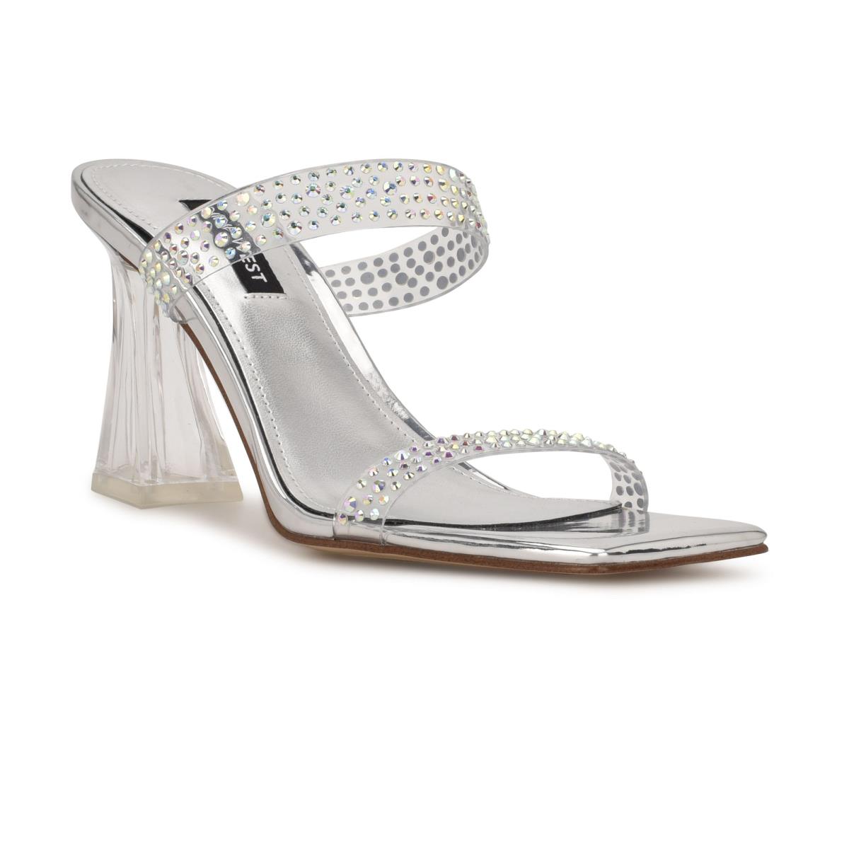 Sandales À Glissière Nine West Darla Talons Femme Argent | 9456TJHWA