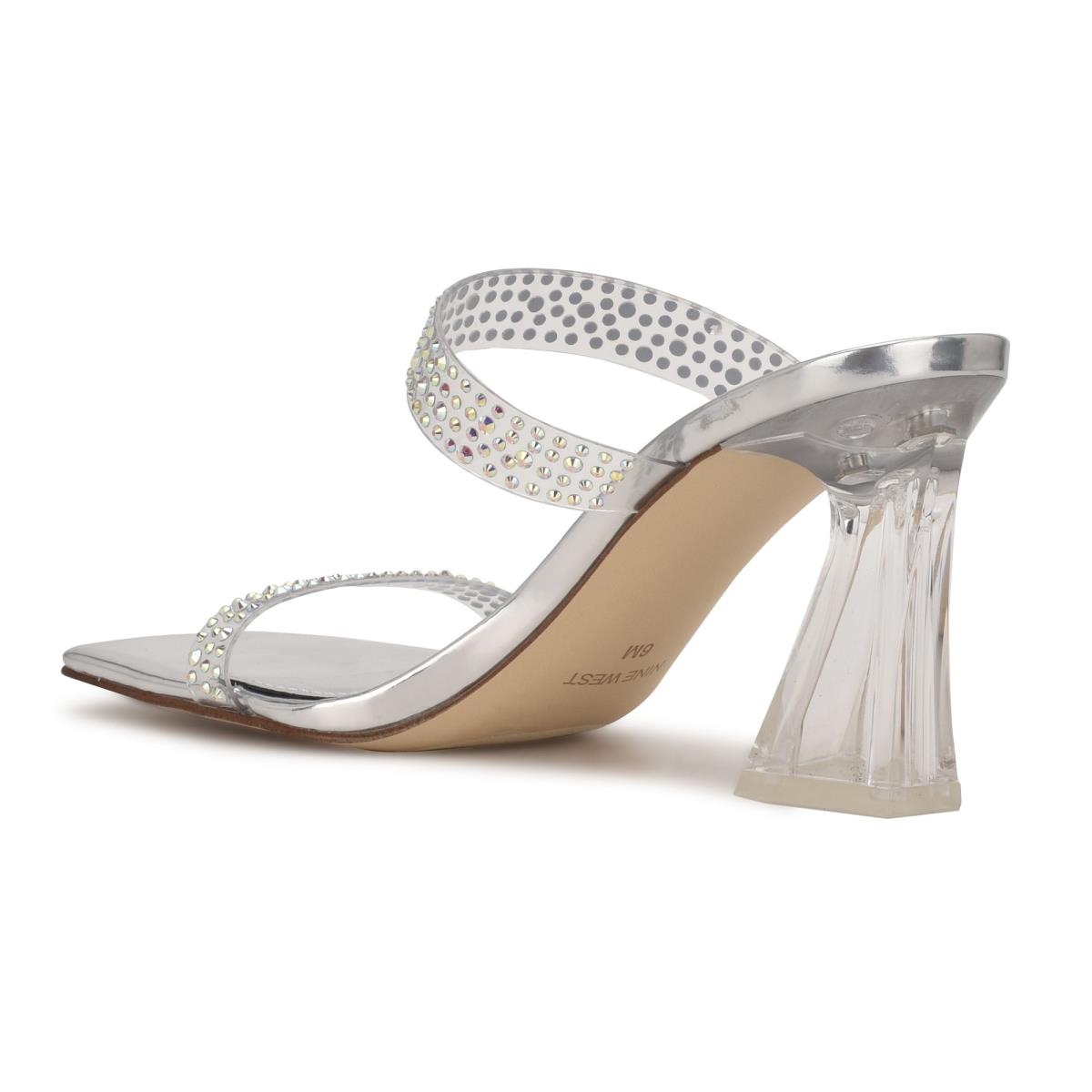 Sandales À Glissière Nine West Darla Talons Femme Argent | 9456TJHWA