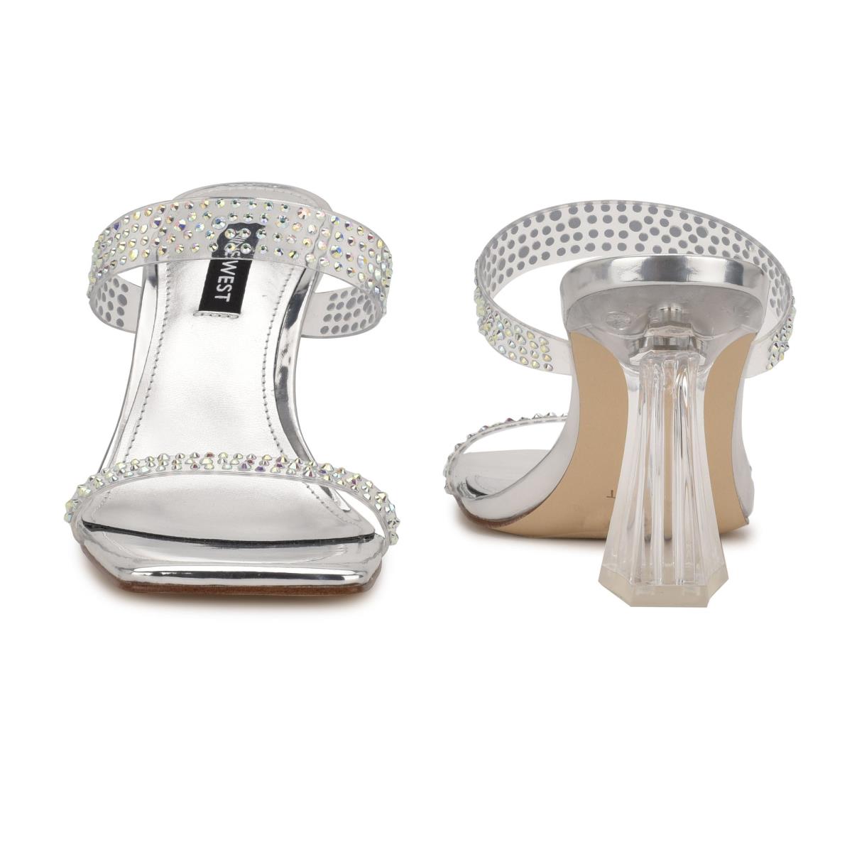 Sandales À Glissière Nine West Darla Talons Femme Argent | 9456TJHWA