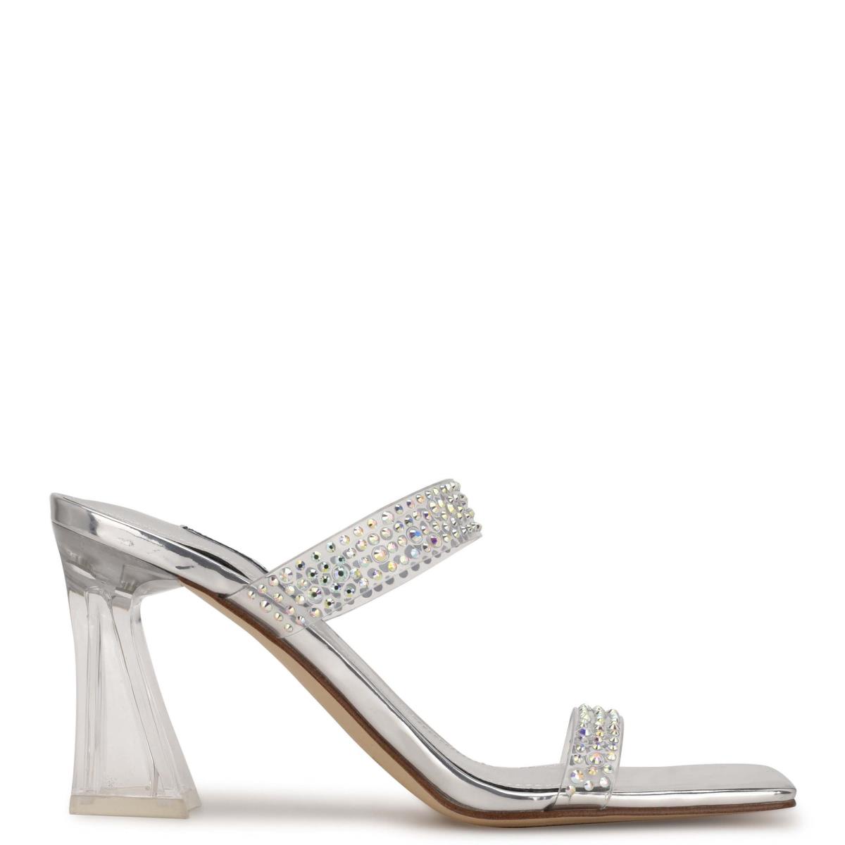 Sandales À Glissière Nine West Darla Talons Femme Argent | 9456TJHWA