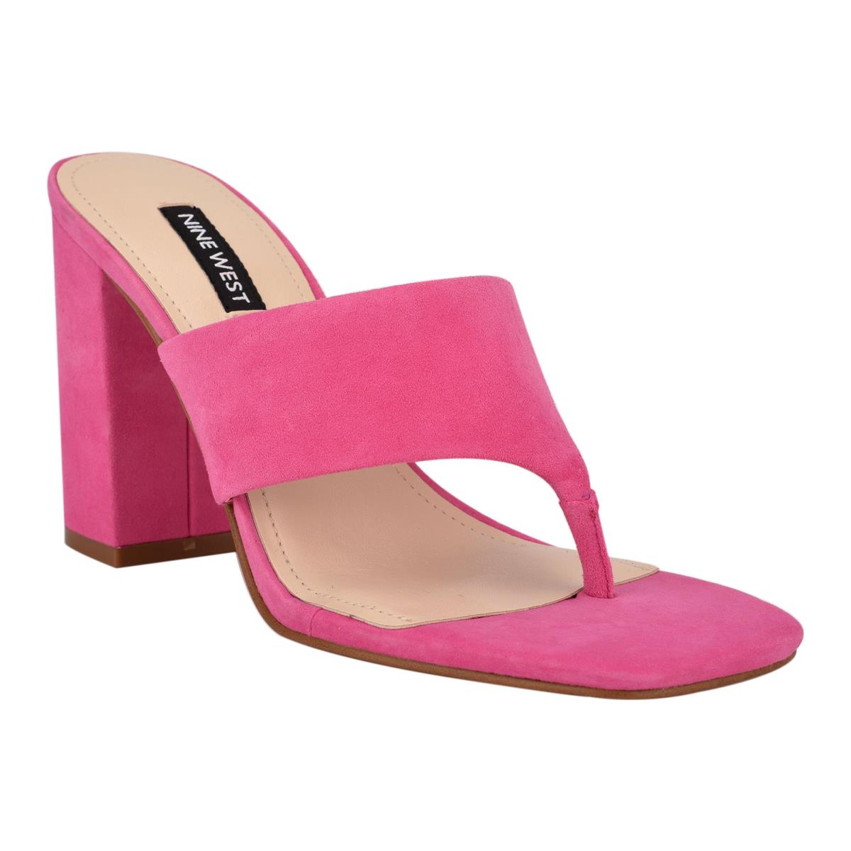 Sandales À Glissière Nine West Gogo Block Heel Femme Rose | 7245ILWQN