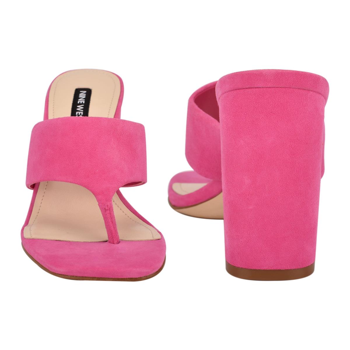 Sandales À Glissière Nine West Gogo Block Heel Femme Rose | 7245ILWQN