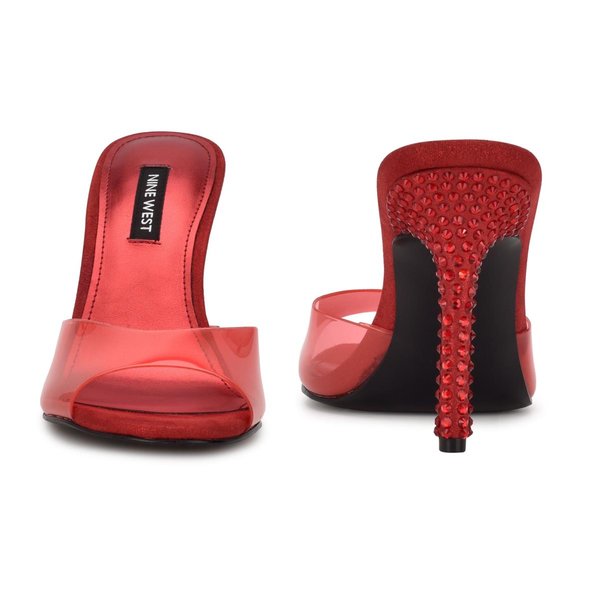 Sandales À Glissière Nine West Ido Rhinestone Talons Femme Rouge | 0167OHYJT