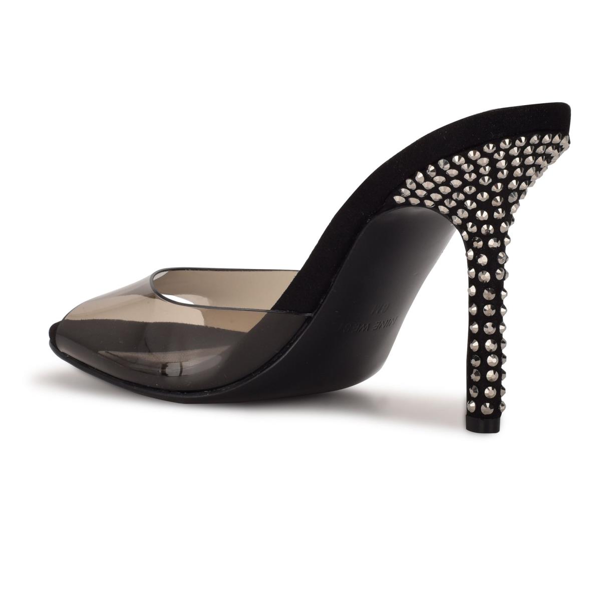 Sandales À Glissière Nine West Ido Rhinestone Talons Femme Noir | 1290CSKBT