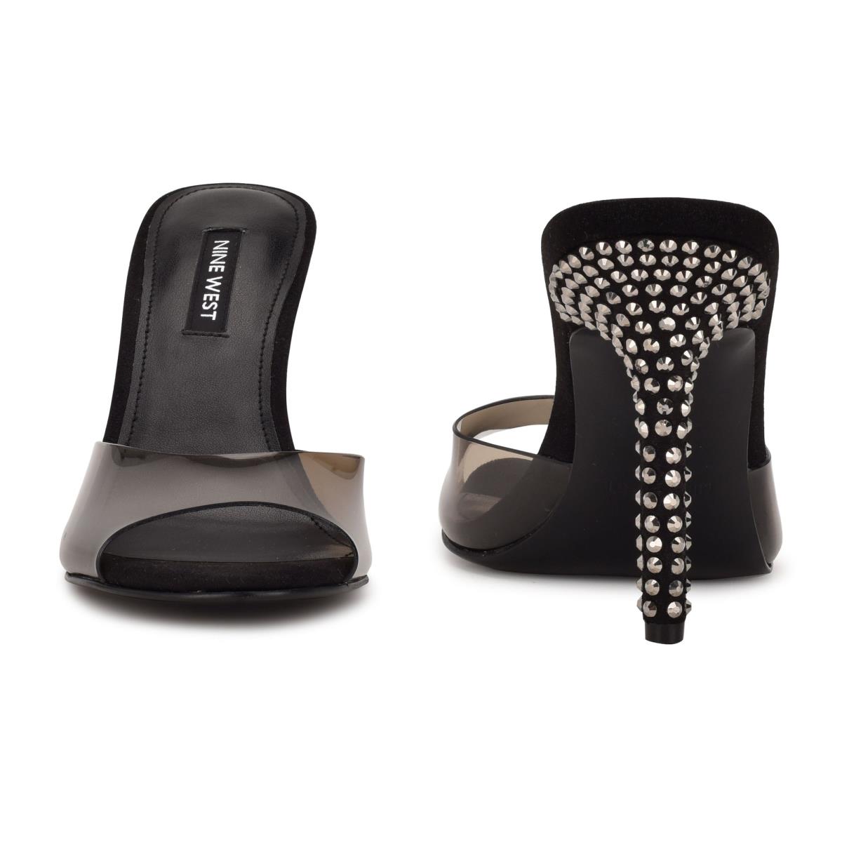 Sandales À Glissière Nine West Ido Rhinestone Talons Femme Noir | 1290CSKBT