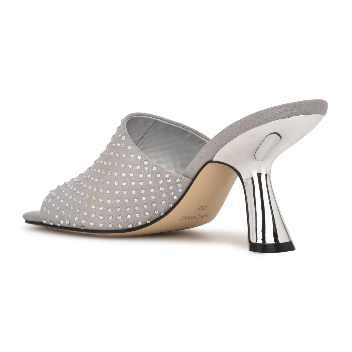 Sandales À Glissière Nine West Partie Talons Femme Grise | 5048YWXOI