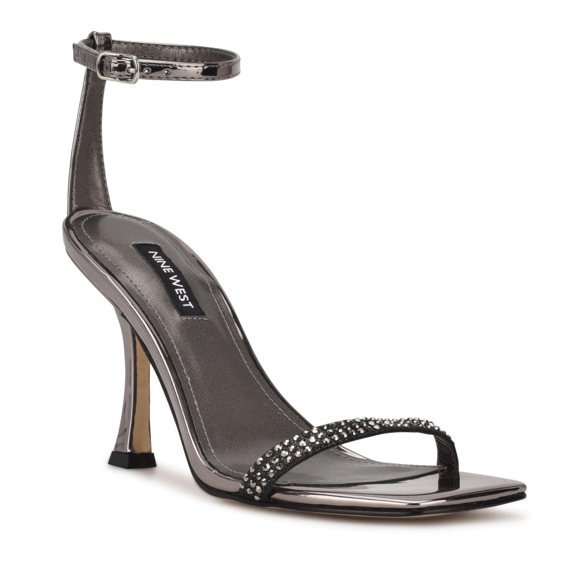 Sandales À Lanières Nine West Yess Rhinestone Ankle Femme Bleu Grise | 7421MSNEY