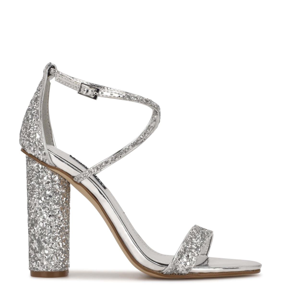 Sandales à Talons Nine West Celebra Femme Argent | 1609UOJYQ