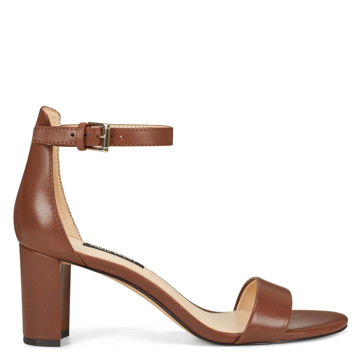 Sandales à Talons Nine West Pruce Ankle Brides Block Femme Marron Foncé | 0179RDBUG