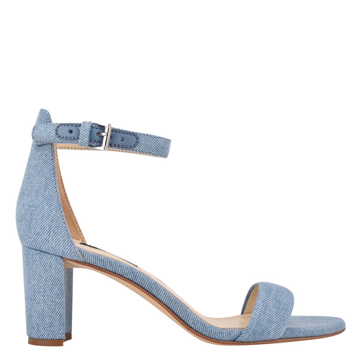 Sandales à Talons Nine West Pruce Ankle Brides Block Femme Bleu | 0657DGIPR