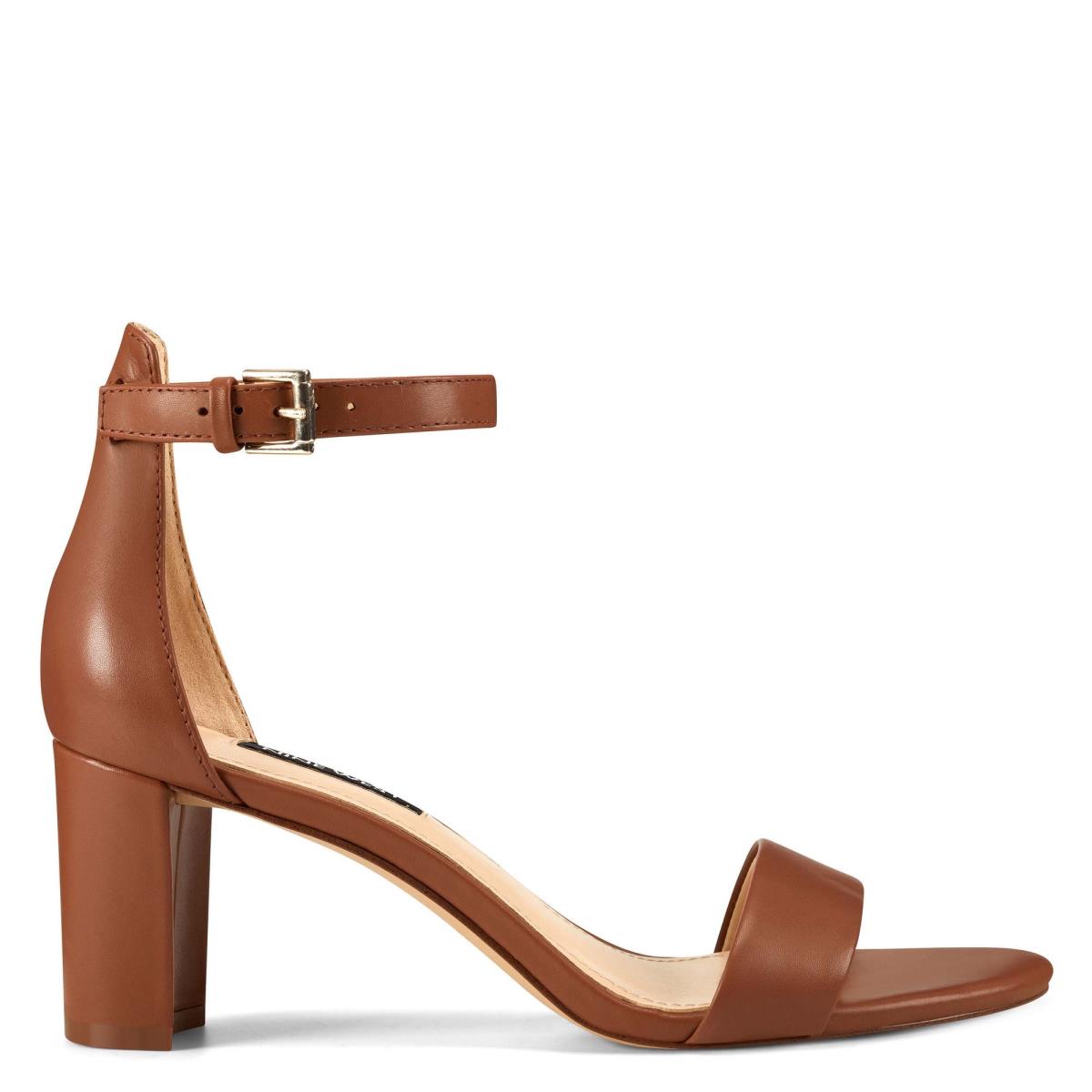 Sandales à Talons Nine West Pruce Ankle Brides Block Femme Marron Clair | 6927HTOVZ