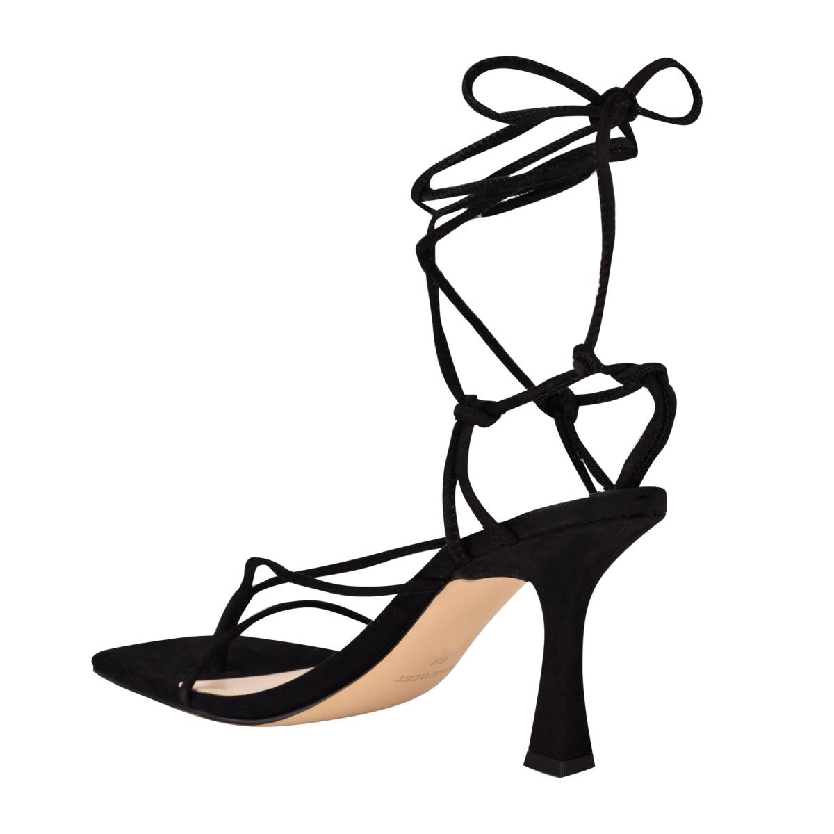 Sandales à Talons Nine West Yarin Ankle Wrap Femme Noir | 9604AEFKI