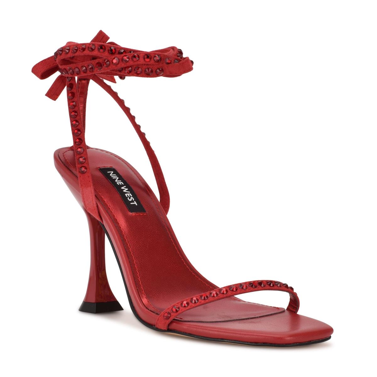 Sandales à Talons Nine West Zing Ankle Wrap Femme Rouge | 7285RHVJD