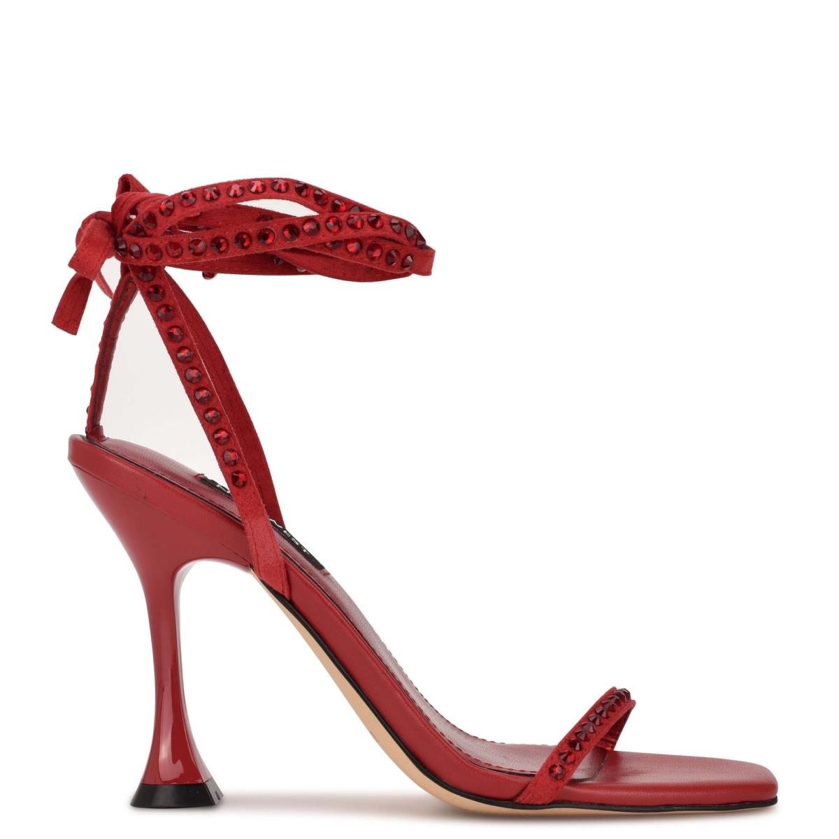 Sandales à Talons Nine West Zing Ankle Wrap Femme Rouge | 7285RHVJD