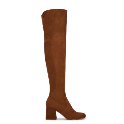 Bottes à Talons Nine West Blocky Over The Knee Femme Marron | 3647HOUTI