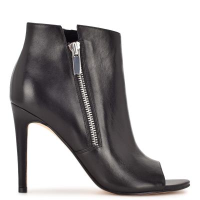 Bottines Nine West Izip Peep toe Femme Noir | 0928TFSDV