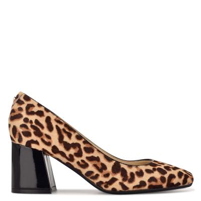 Escarpins Nine West Vibe 9x9 Block Heel Femme Leopard | 1746IJSEK