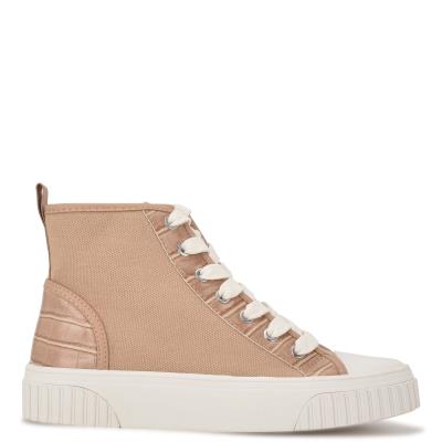 High Top Sneakers Nine West Dyiane Femme Corail Marron | 6734TUEPS