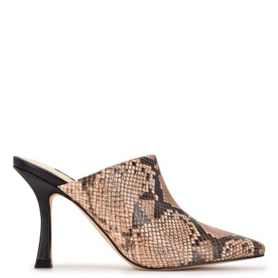 Mules Nine West Ciao Heel Femme Beige Serpent | 5413XJSHI