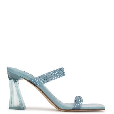 Sandales À Glissière Nine West Darla Talons Femme Bleu | 6143RNHLU