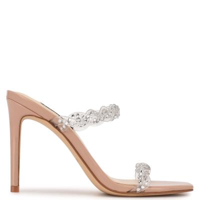 Sandales À Glissière Nine West Ziggle Talons Femme Couleur Chair | 9381TWVMU