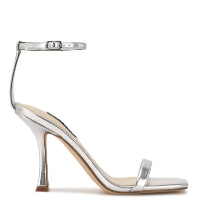 Sandales À Lanières Nine West Yess Ankle Femme Argent | 6945JBHUF