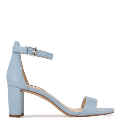 Sandales à Talons Nine West Pruce Ankle Brides Block Femme Bleu | 0852JBEWN